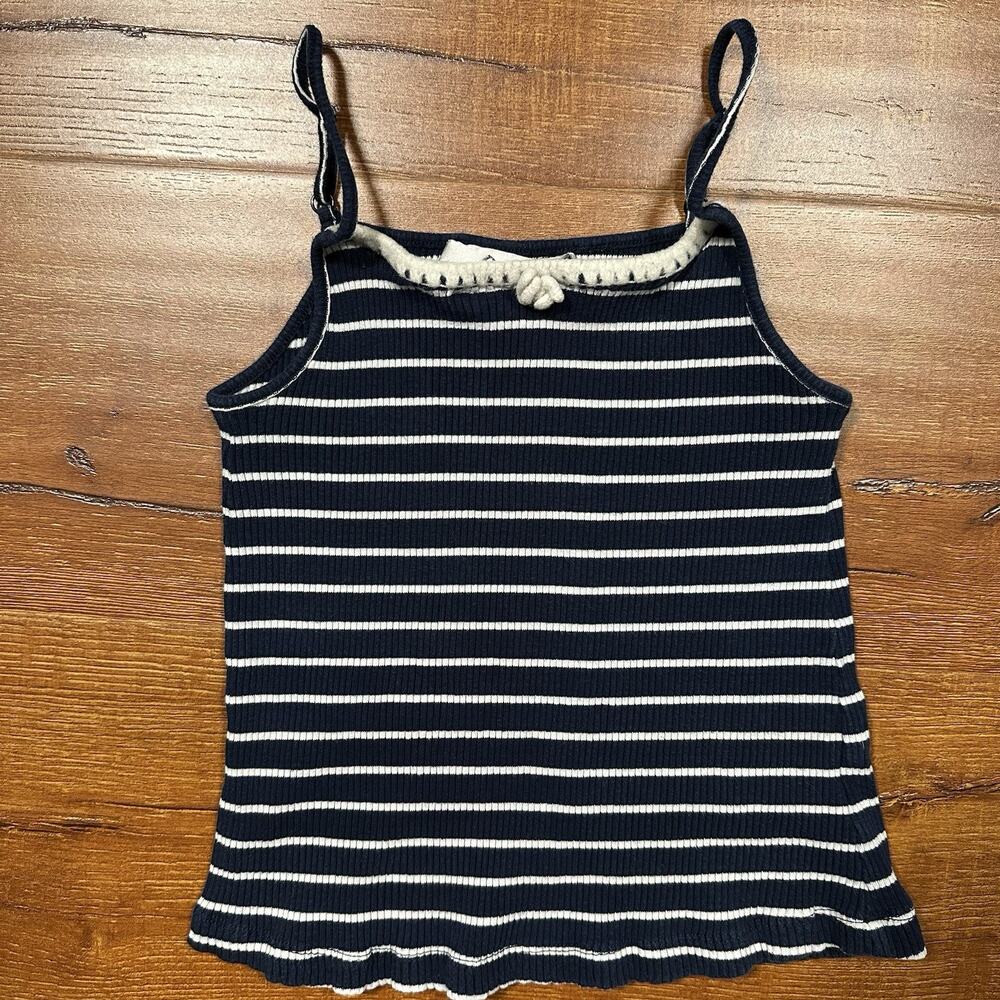 Sea New York Crop Tank Top Womens S Blue Stripe Spaghetti Strap Retro Y2K 00s